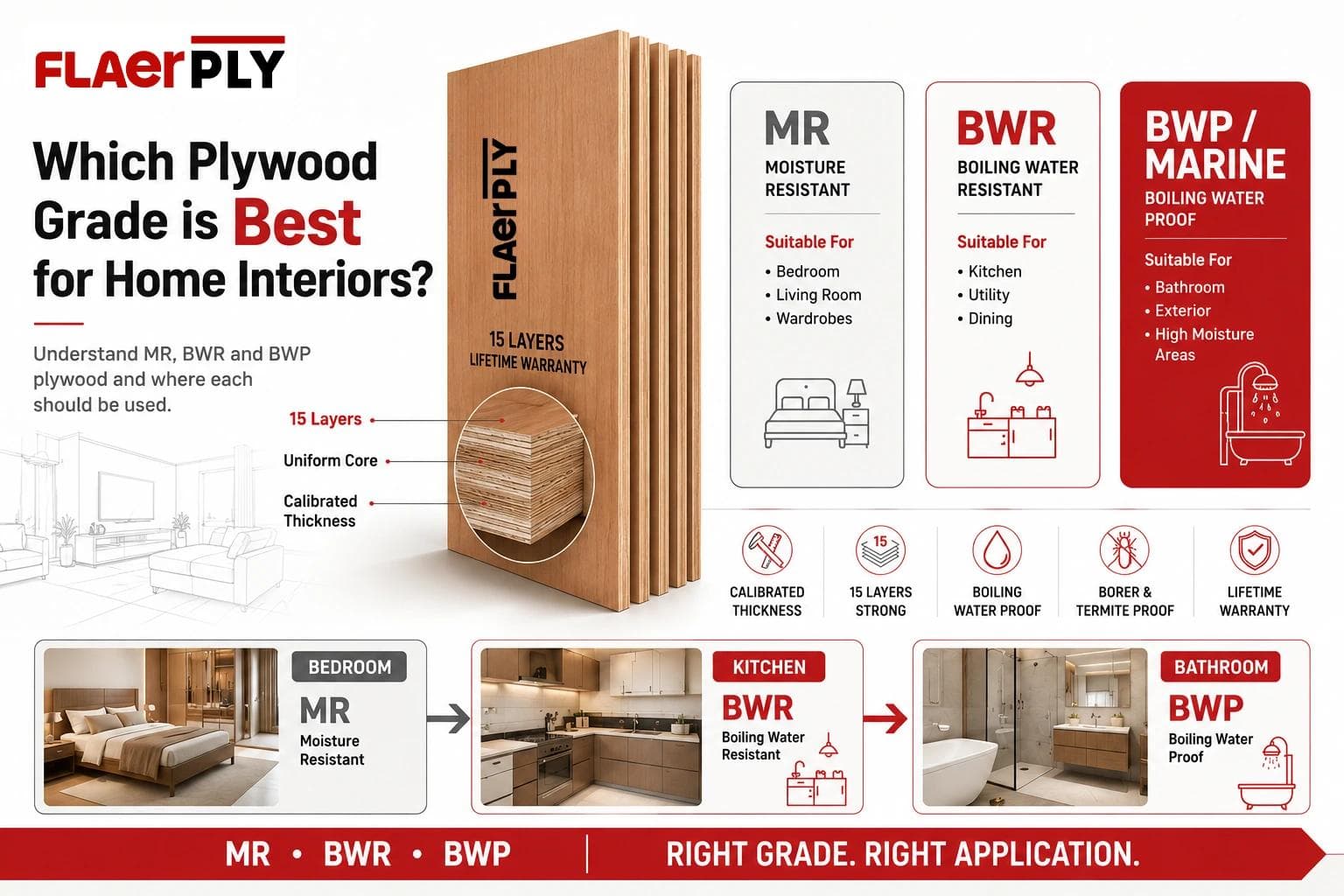 Which Plywood Grade is Best for Home Interiors? Kitchen, Bedroom, Living and Bathroom